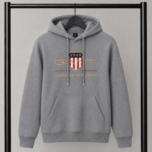 Γκρι φούτερ με κουκούλα Gant American Sportwear με Logo