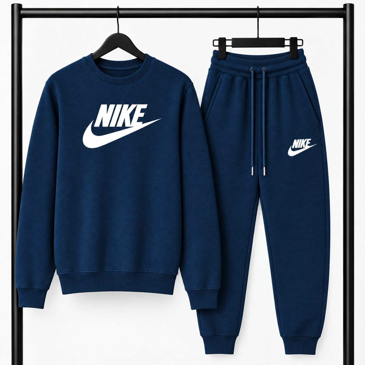Μπλε σκούρο Σετ Φόρμας Nike με Logo – Φούτερ λαιμοκοψη & Παντελόνι