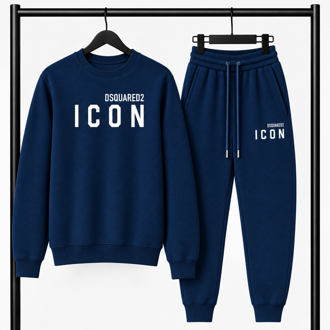Μπλε σκούρο Σετ Φόρμας Dsquared2 Icon με Logo – Φούτερ λαιμοκοψη & Παντελόνι