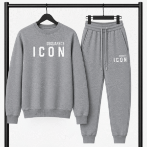 Γκρι Σετ Φόρμας Dsquared2 Icon με Logo – Φούτερ λαιμοκοψη & Παντελόνι