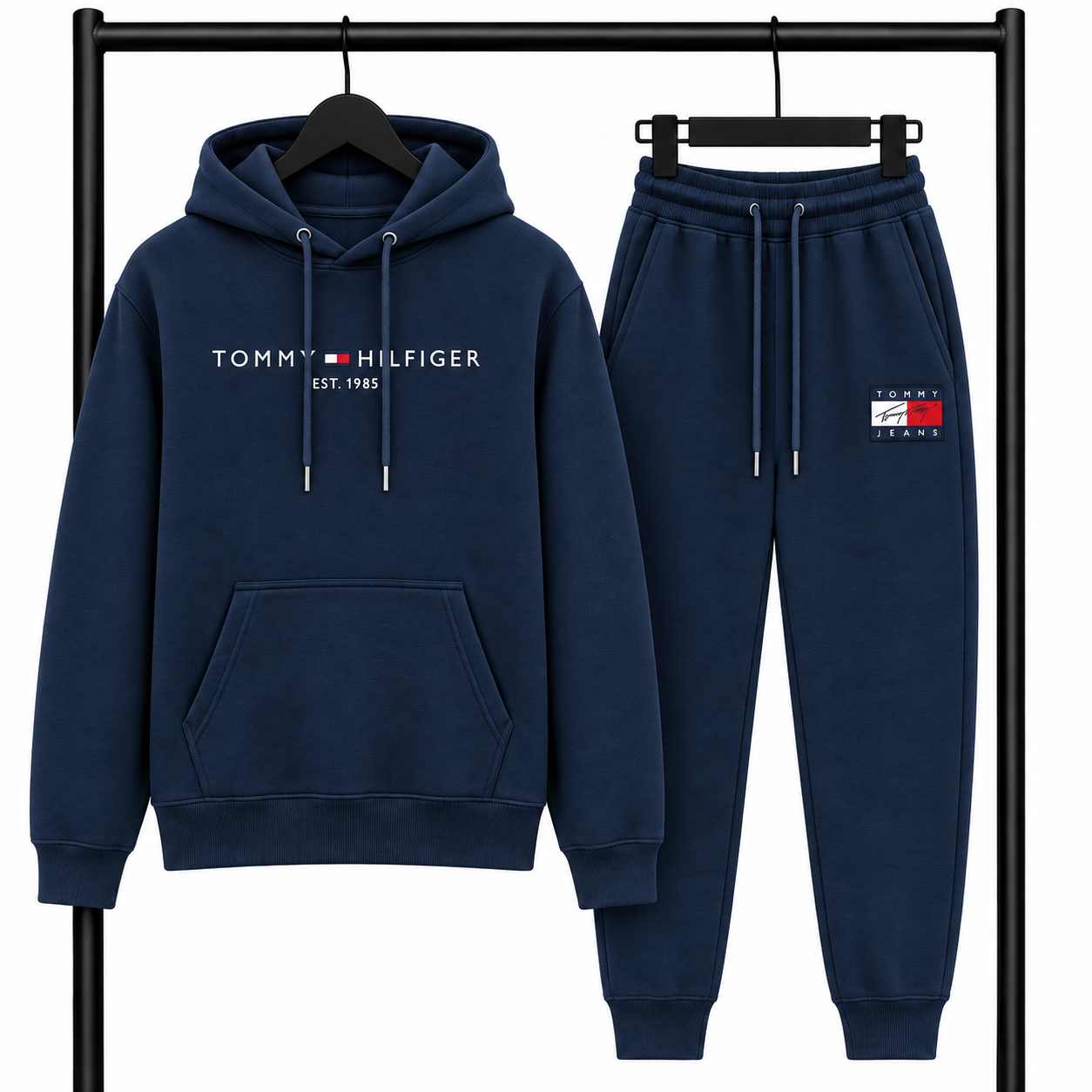 Σετ Φόρμας TOMMY HILFIGER EST. 1985 με Φούτερ κουκούλα  & Παντελόνι – Μπλε σκούρο