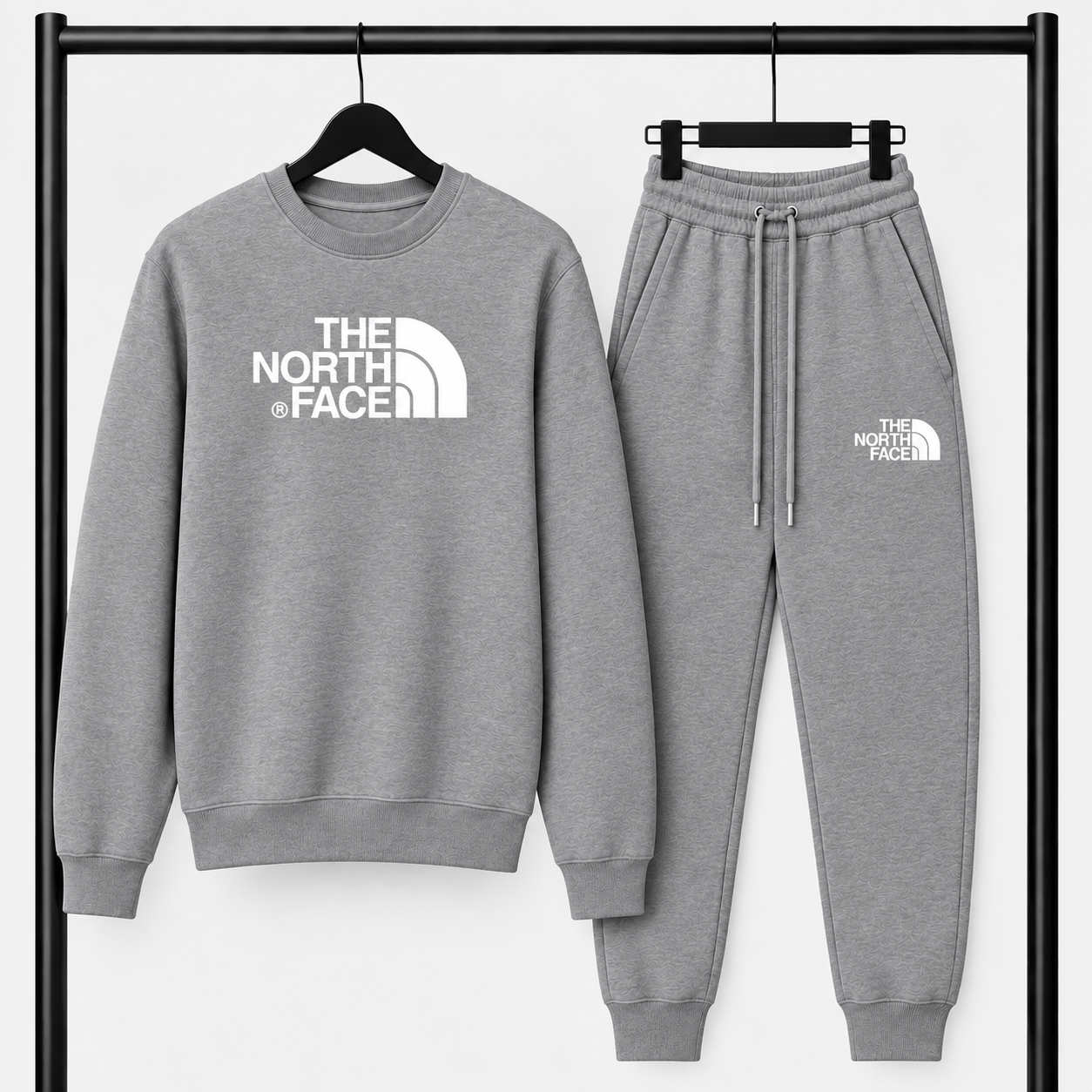 Γκρι Σετ Φόρμας The North Face με Logo – Φούτερ λαιμοκοψη & Παντελόνι