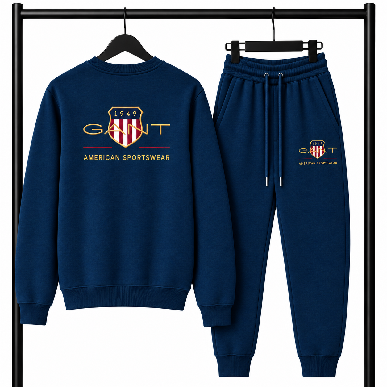 Μπλε σκούρο Σετ Φόρμας Gant American Sportwear με Logo – Φούτερ λαιμοκοψη & Παντελόνι